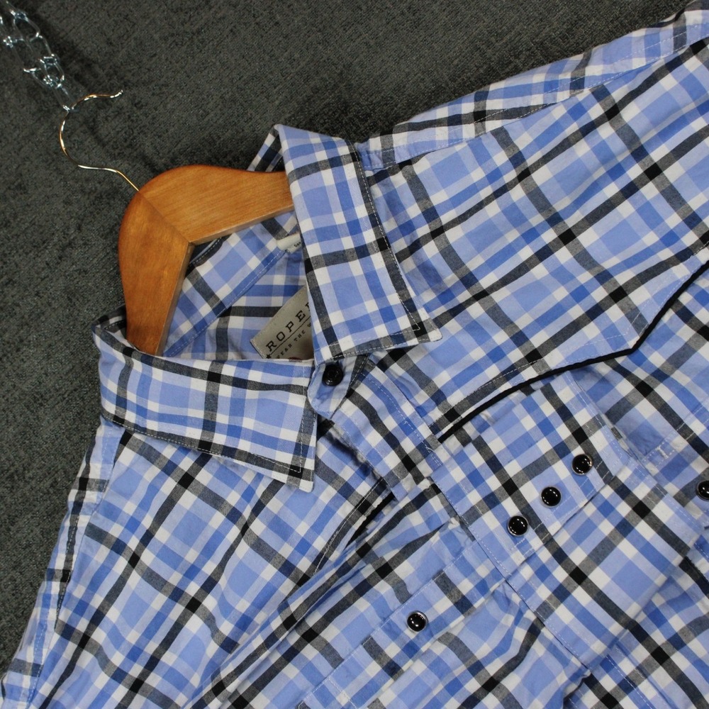 Roper Men's Blue Plaid Long Sleeve Western Snap Button Up Shirt